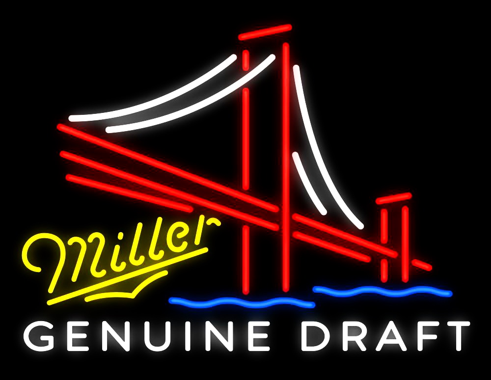 Miller Genuine Draft Golden Gate Bridge Neon Sign